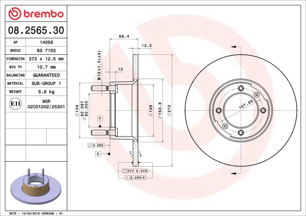 Discos de freno BREMBO ref. 08.2565.30