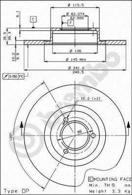 Disques de frein BREMBO 08.2615.10