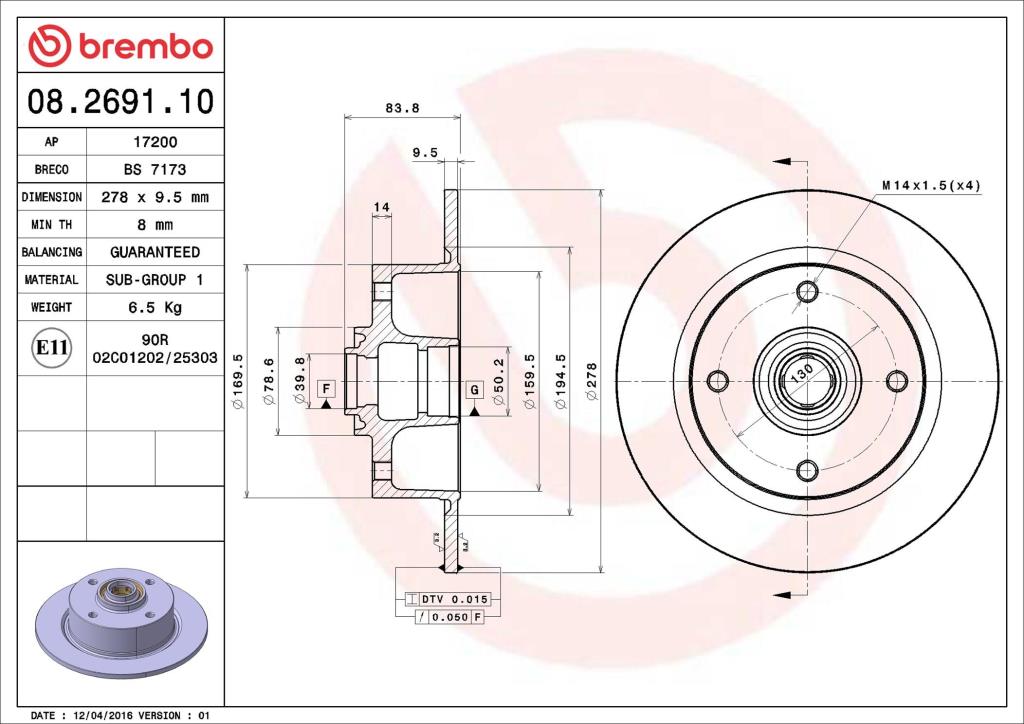 Discos de travão BREMBO ref. 08.2691.10