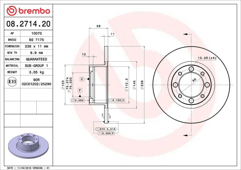 Discos de freno BREMBO ref. 08.2714.20