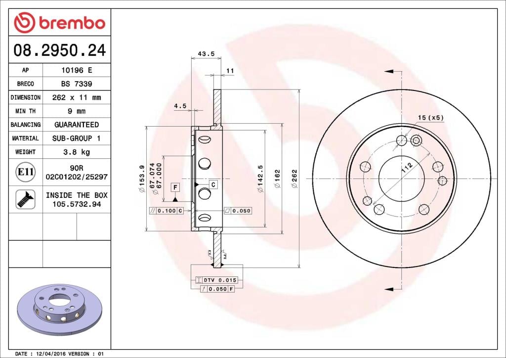 Discos de freno BREMBO ref. 08.2950.24