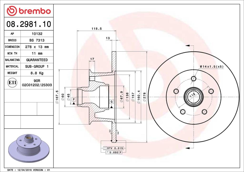 Discos de freno BREMBO ref. 08.2981.10