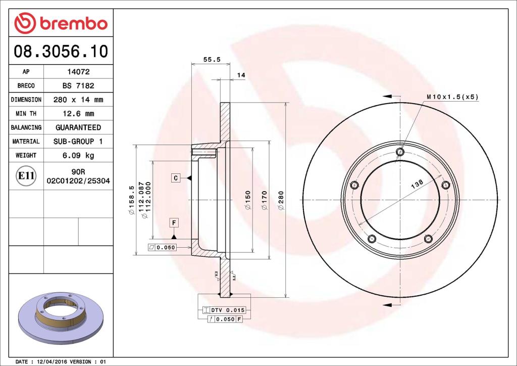 Discos de freno BREMBO ref. 08.3056.10