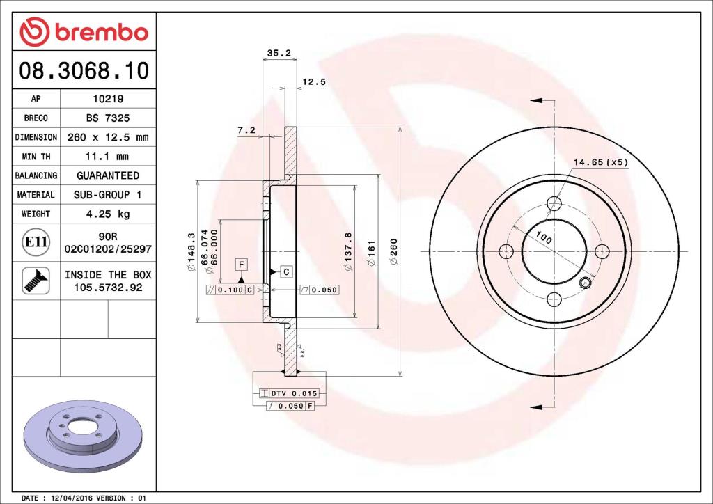 Discos de freno BREMBO ref. 08.3068.10