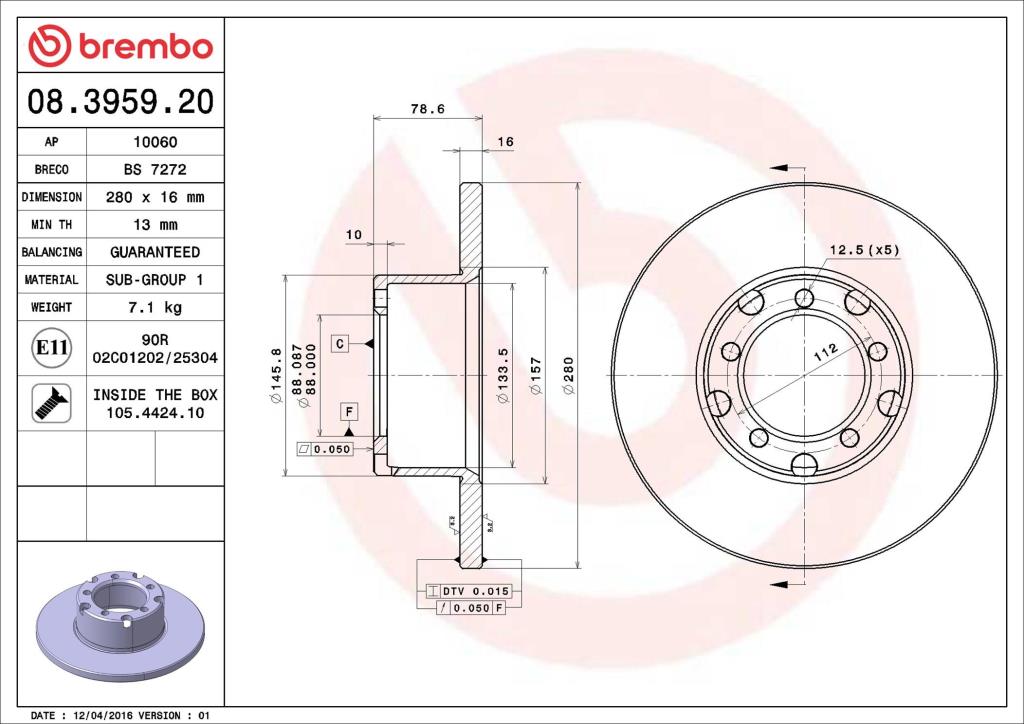 Discos de freno BREMBO ref. 08.3959.20