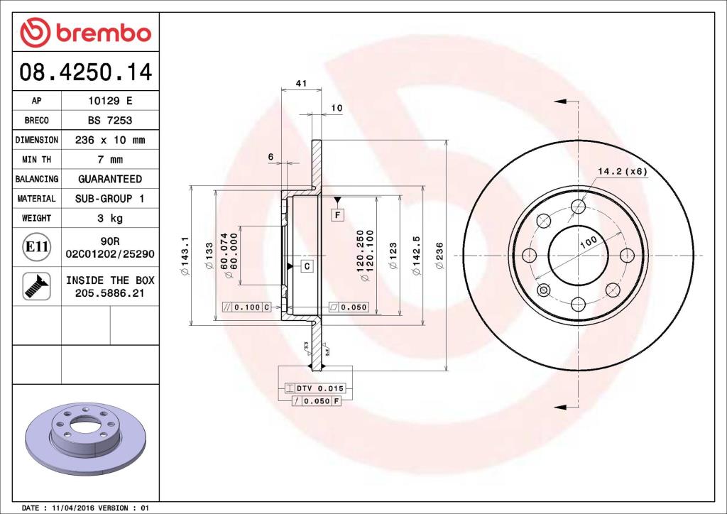 Discos de travão BREMBO ref. 08.4250.14