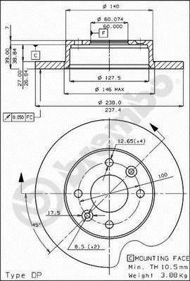 Disques de frein BREMBO 08.4284.10