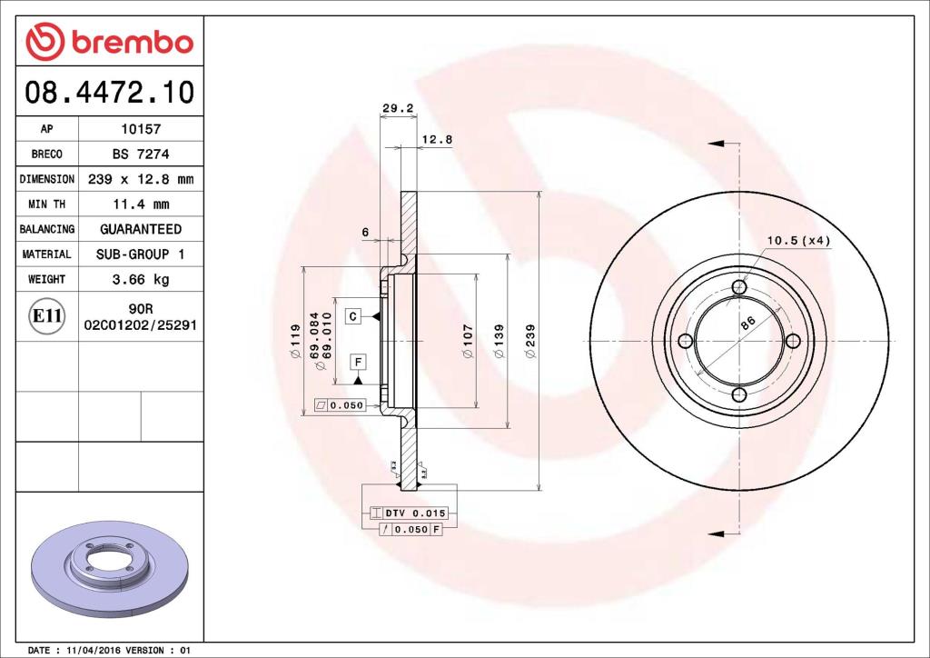 Discos de freno BREMBO ref. 08.4472.10