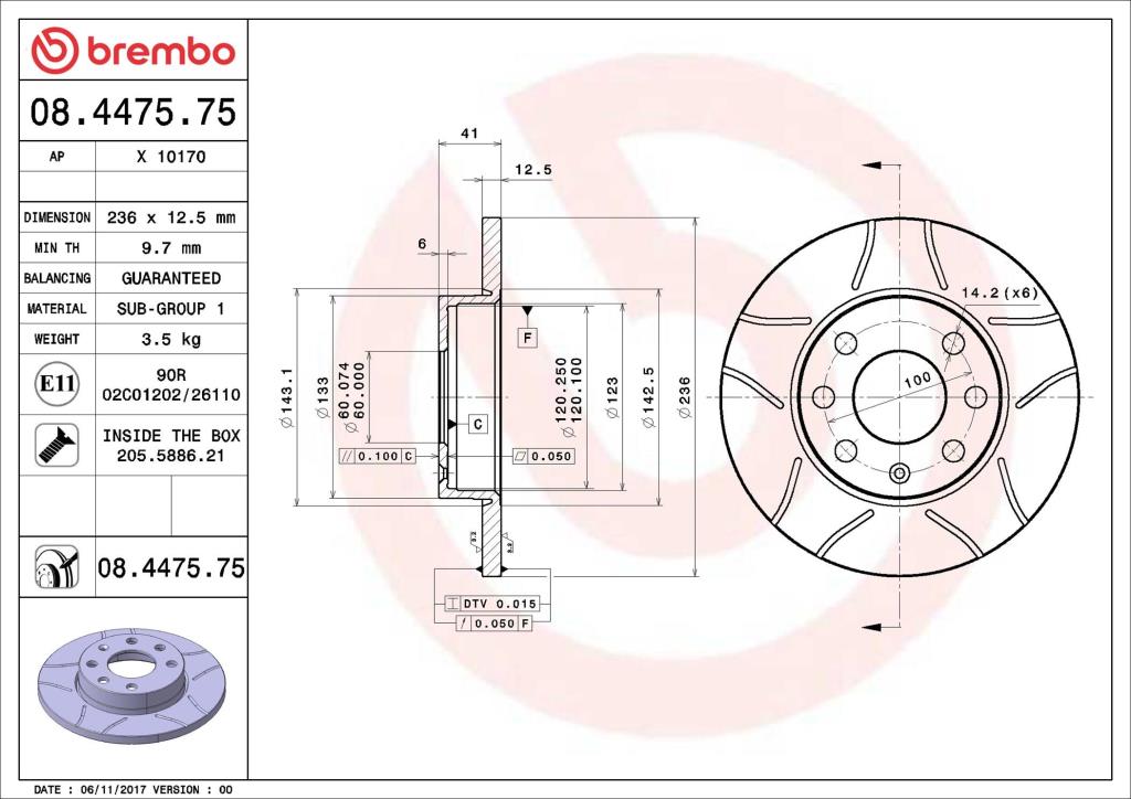Discos de freno BREMBO ref. 08.4475.75