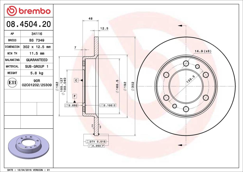 Discos de freno BREMBO ref. 08.4504.20