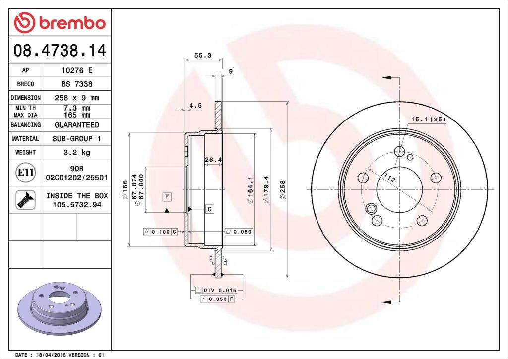 Discos de freno BREMBO ref. 08.4738.14