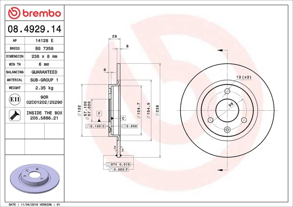 Discos de freno BREMBO ref. 08.4929.14
