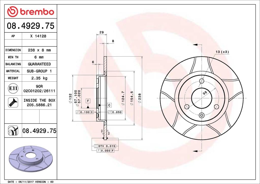 Disques de frein BREMBO 08.4929.75
