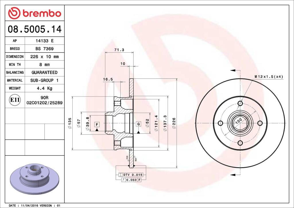 Discos de travão BREMBO ref. 08.5005.14