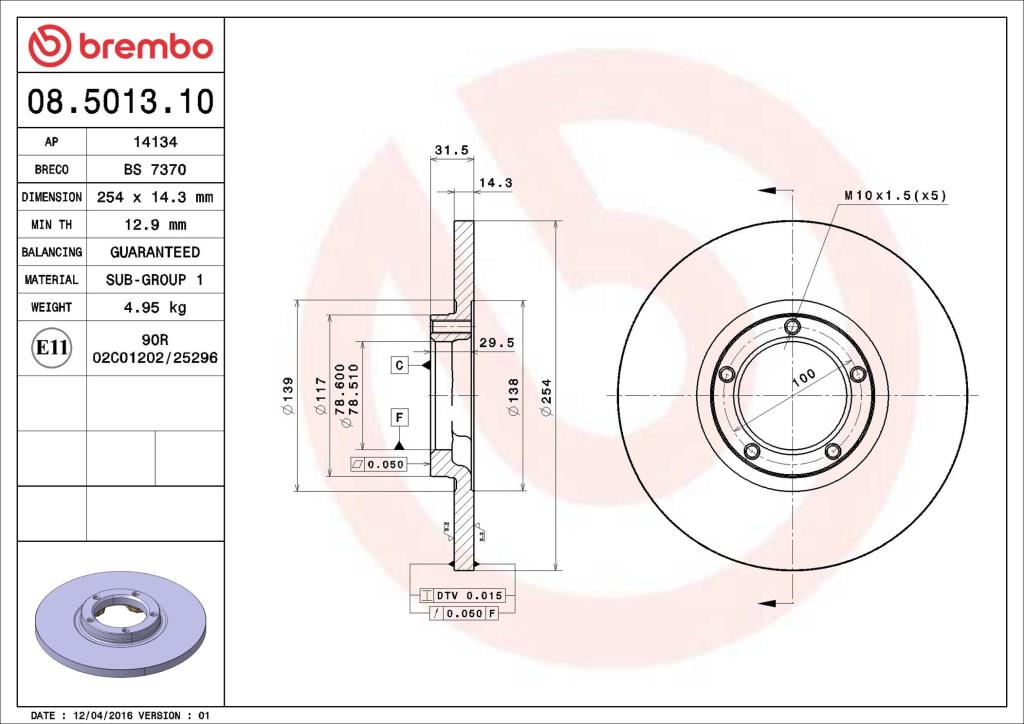 Discos de freno BREMBO ref. 08.5013.10