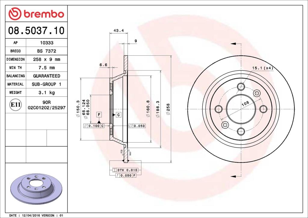 Discos de freno BREMBO ref. 08.5037.10