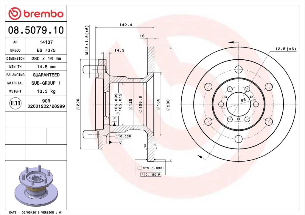 Discos de freno BREMBO ref. 08.5079.10