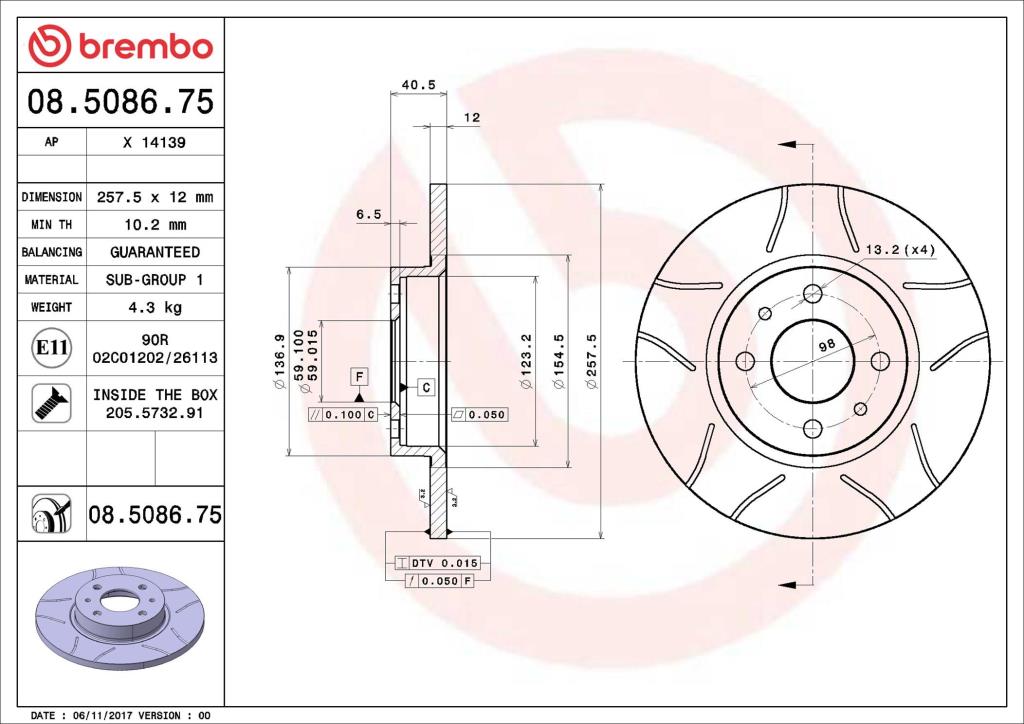 Discos de freno BREMBO ref. 08.5086.75