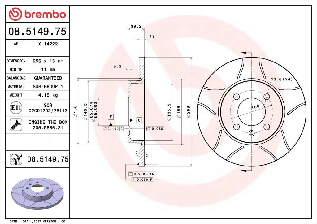 Discos de freno BREMBO ref. 08.5149.75