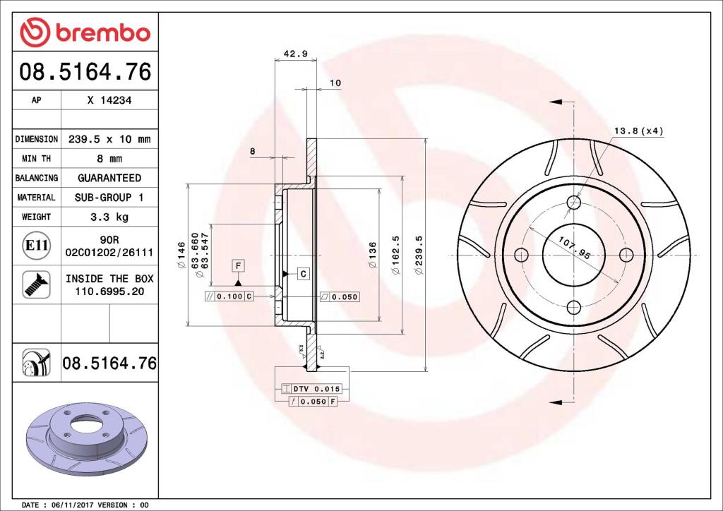 Discos de freno BREMBO ref. 08.5164.76