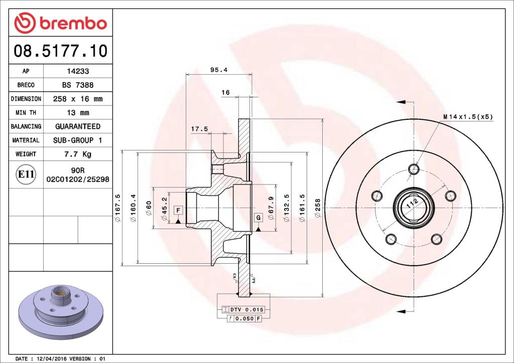 Discos de freno BREMBO ref. 08.5177.10