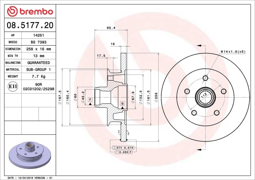 Discos de freno BREMBO ref. 08.5177.20