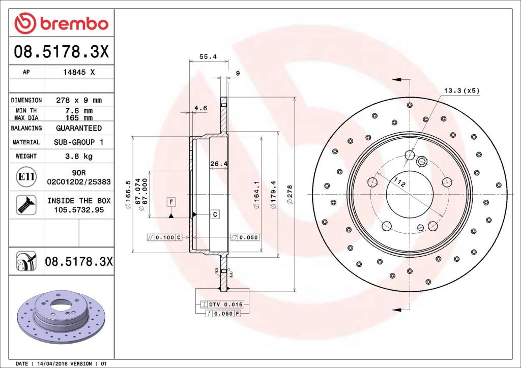 Discos de freno BREMBO ref. 08.5178.3X