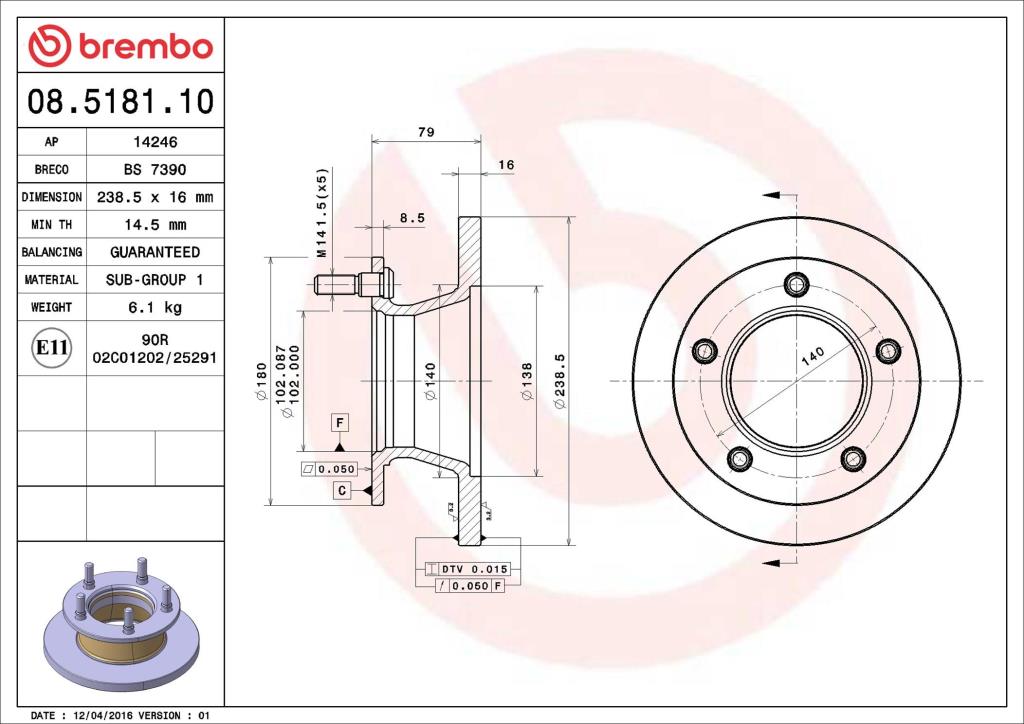 Discos de freno BREMBO ref. 08.5181.10