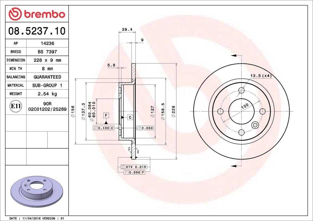 Discos de freno BREMBO ref. 08.5237.10