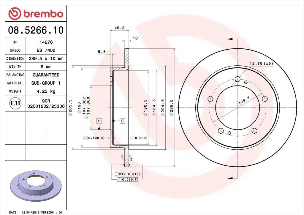 Discos de freno BREMBO ref. 08.5266.10