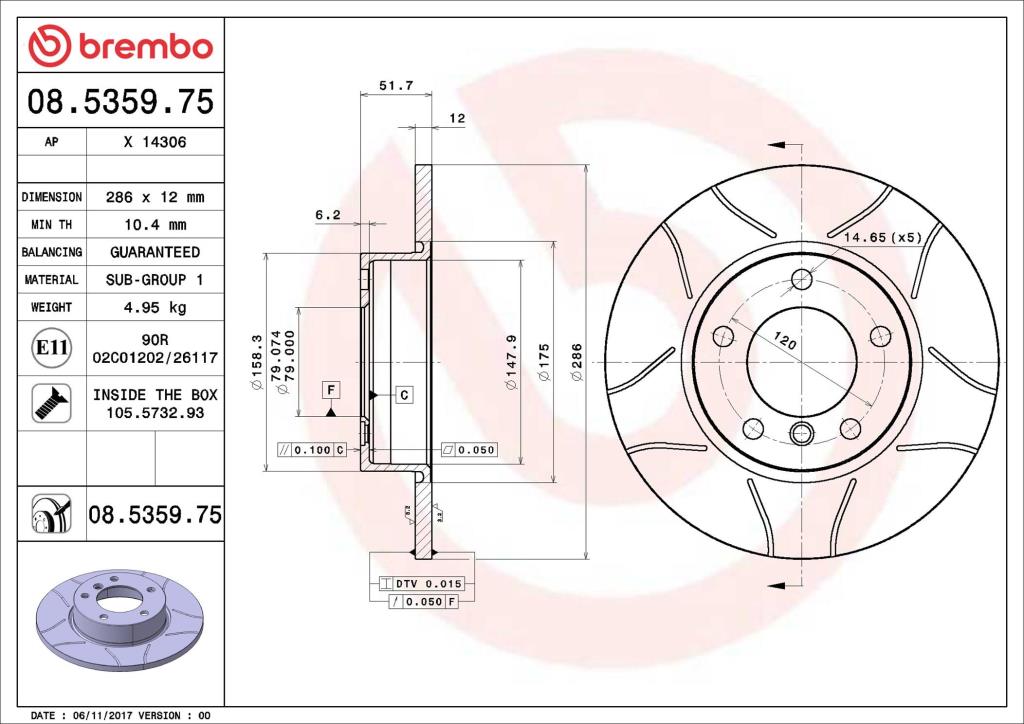 Discos de travão BREMBO ref. 08.5359.75