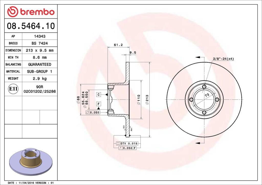 Discos de freno BREMBO ref. 08.5464.10