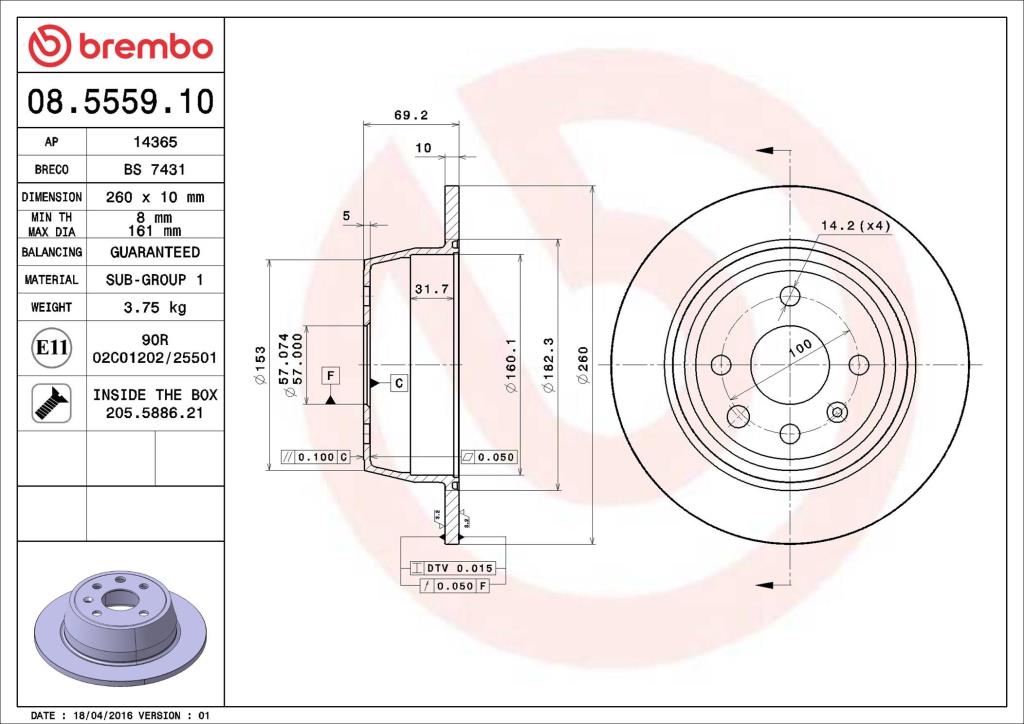 Discos de travão BREMBO ref. 08.5559.10