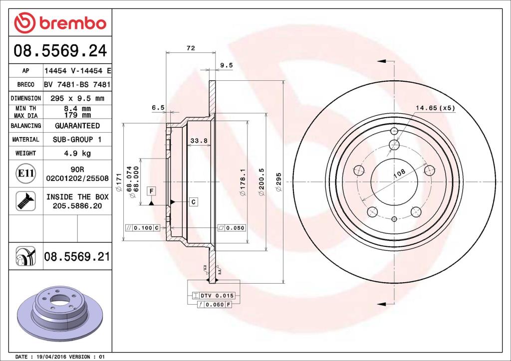 Discos de freno BREMBO ref. 08.5569.21