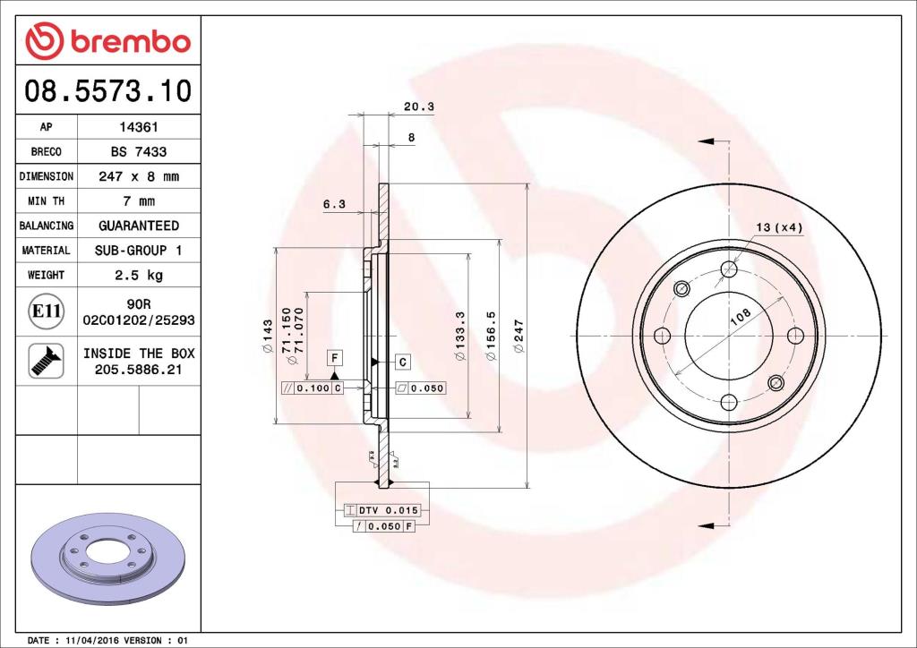 Discos de freno BREMBO ref. 08.5573.10