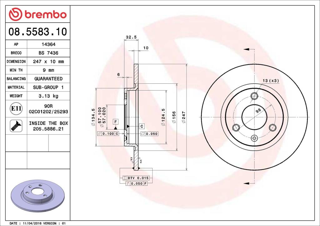 Discos de freno BREMBO ref. 08.5583.10