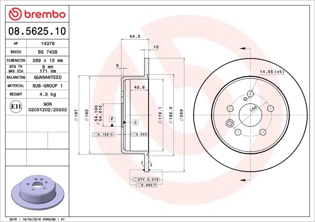 Discos de freno BREMBO ref. 08.5625.10
