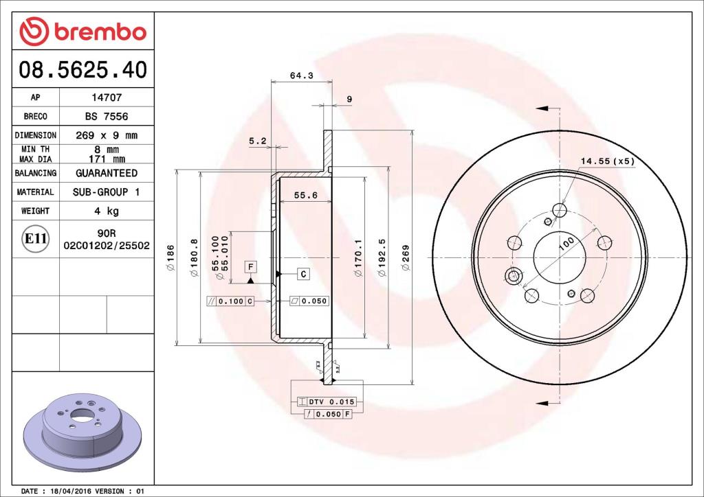 Discos de freno BREMBO ref. 08.5625.40