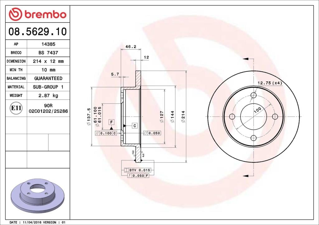 Discos de freno BREMBO ref. 08.5629.10