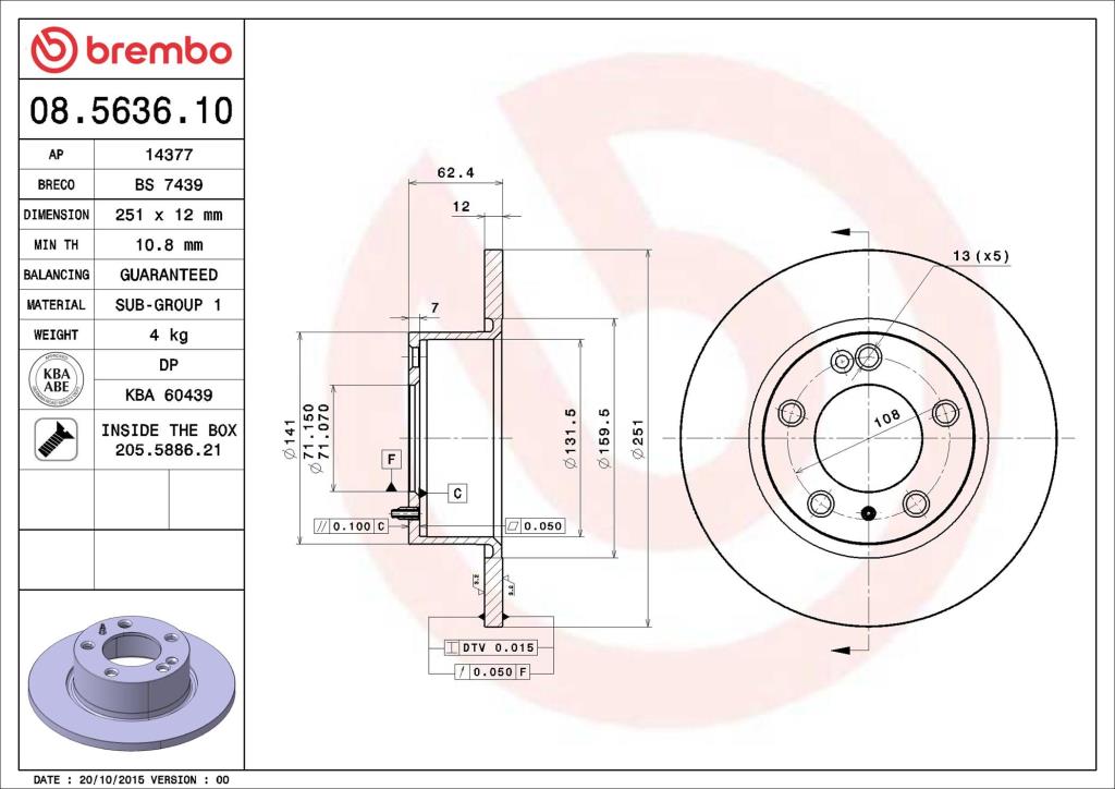 Discos de freno BREMBO ref. 08.5636.10