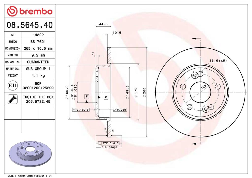Discos de freno BREMBO ref. 08.5645.40