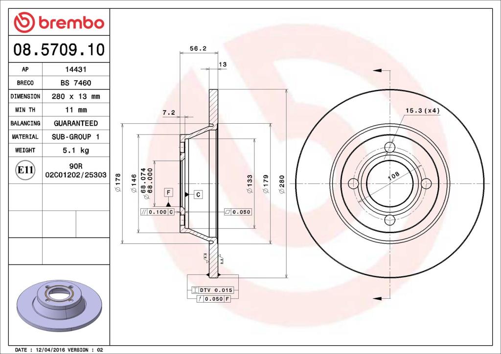 Discos de freno BREMBO ref. 08.5709.10