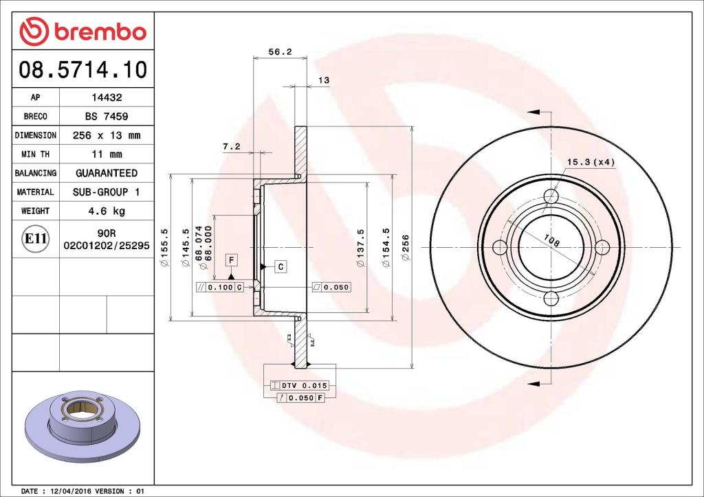 Discos de freno BREMBO ref. 08.5714.10
