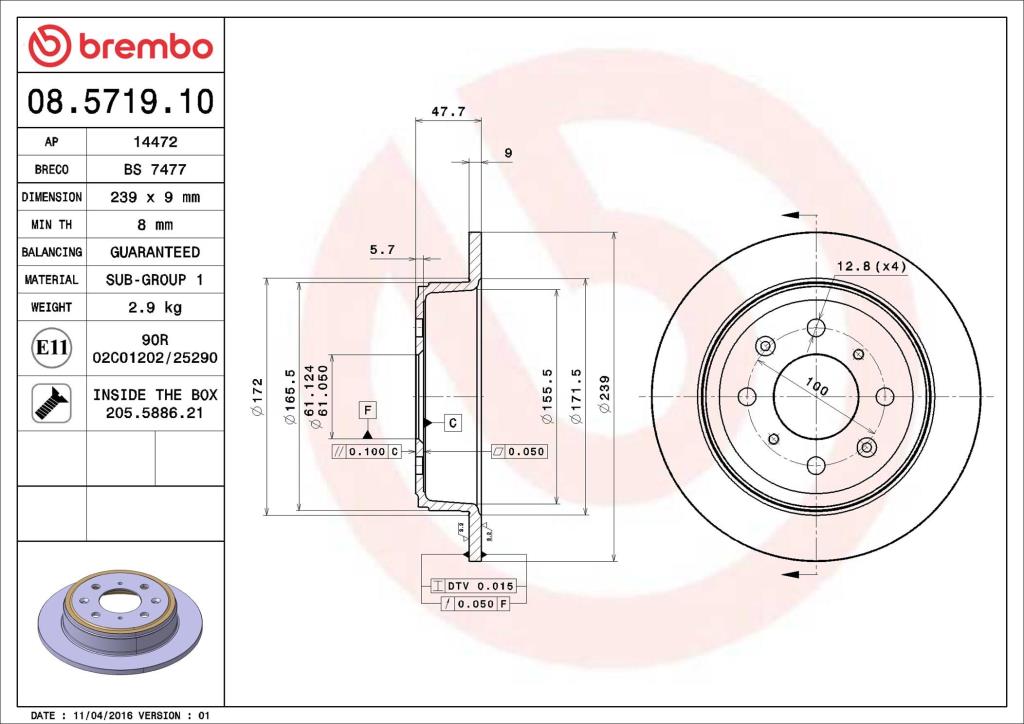 Discos de freno BREMBO ref. 08.5719.10