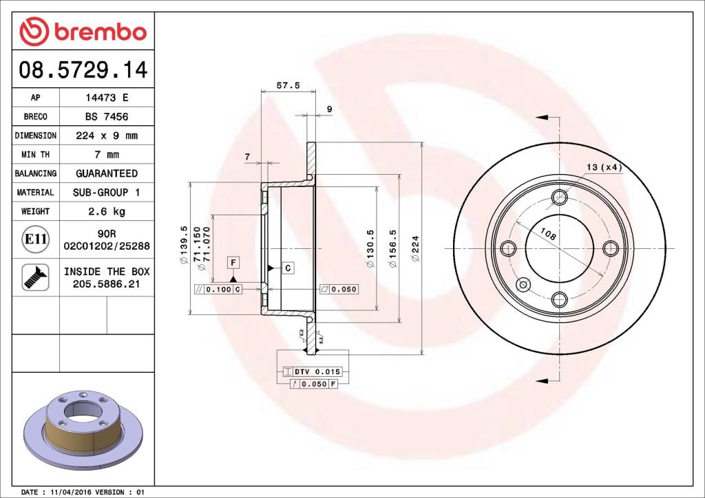 Discos de freno BREMBO ref. 08.5729.14