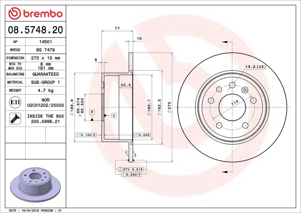 Discos de freno BREMBO ref. 08.5748.20
