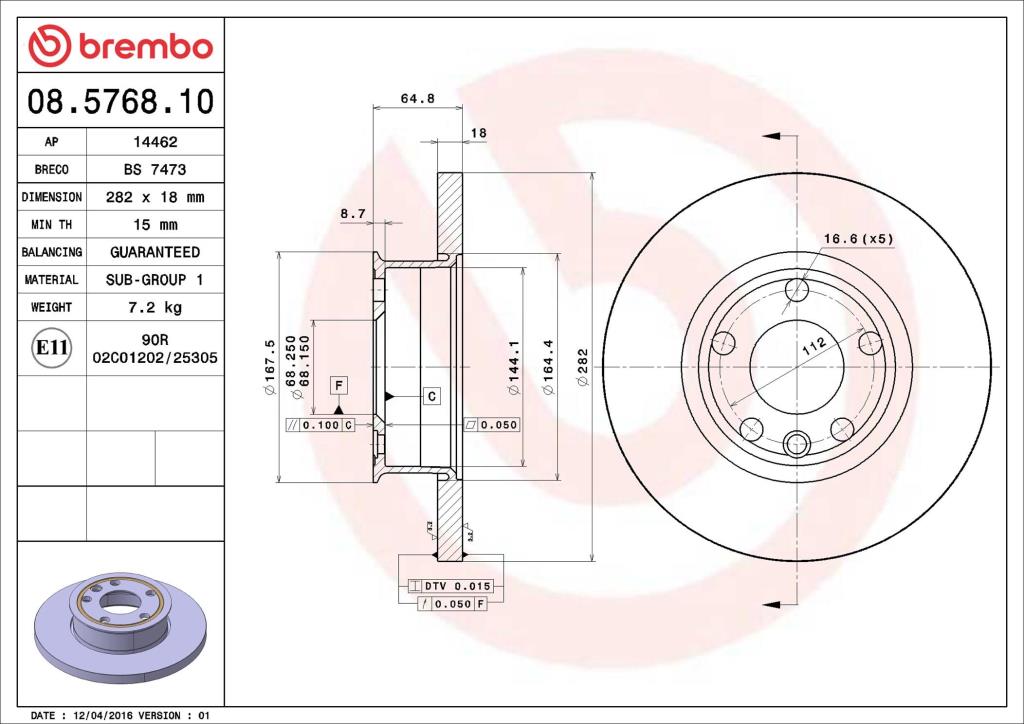 Discos de travão BREMBO ref. 08.5768.10