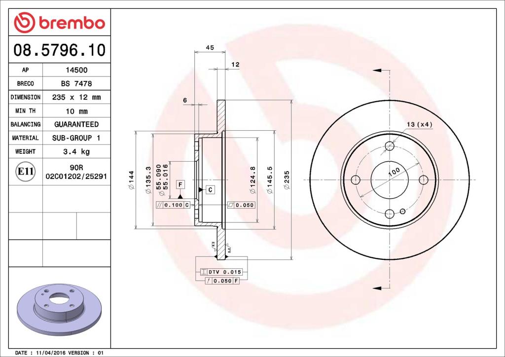 Discos de freno BREMBO ref. 08.5796.10