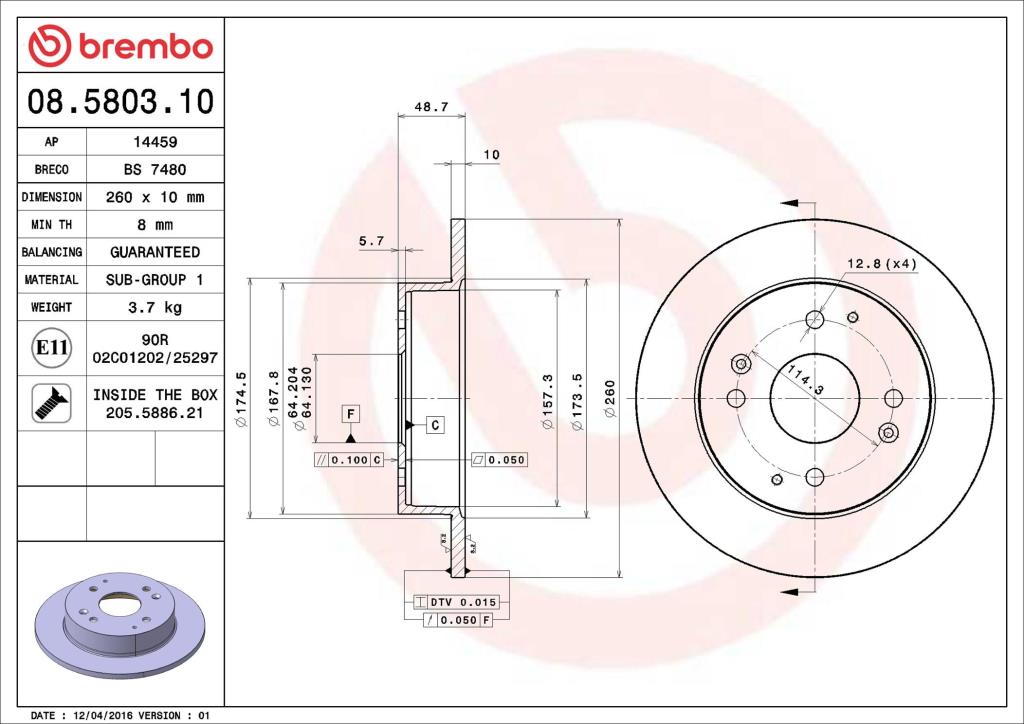 Discos de freno BREMBO ref. 08.5803.10