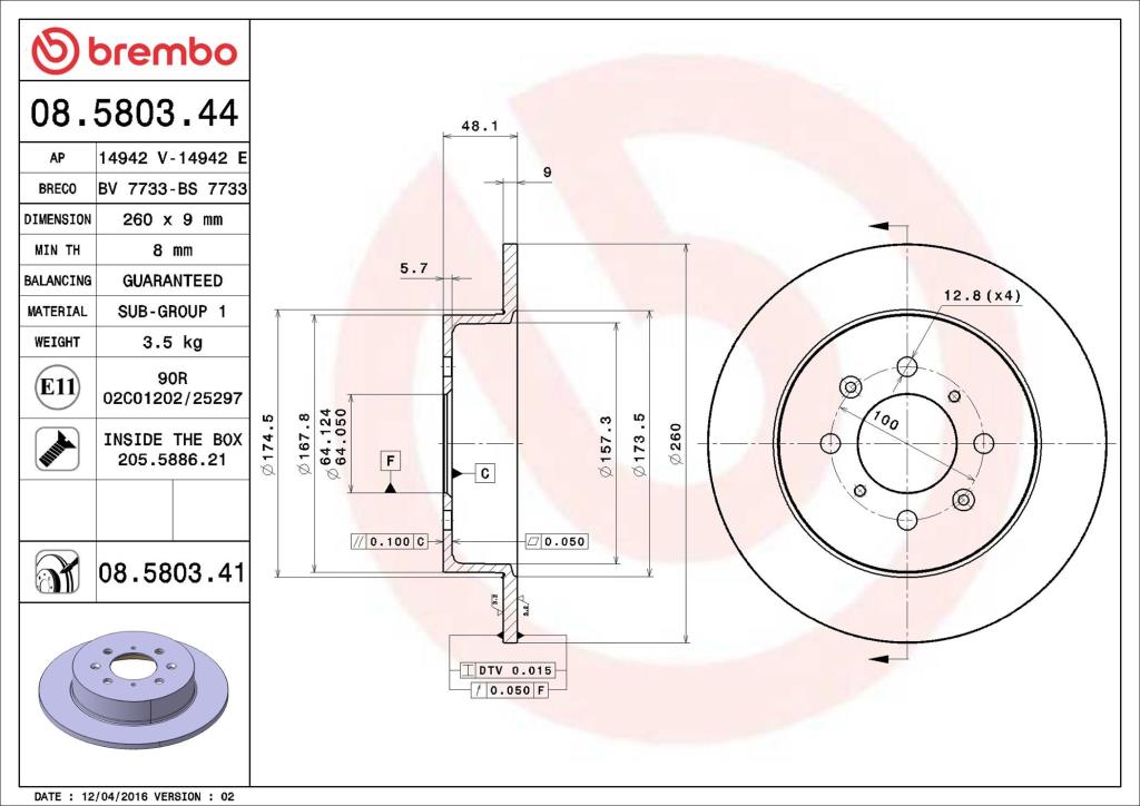 Discos de freno BREMBO ref. 08.5803.41